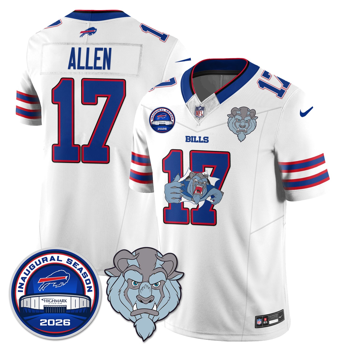 Buffalo Bills x Hairy Blue Beast Edition Vapor Jersey - Stitched