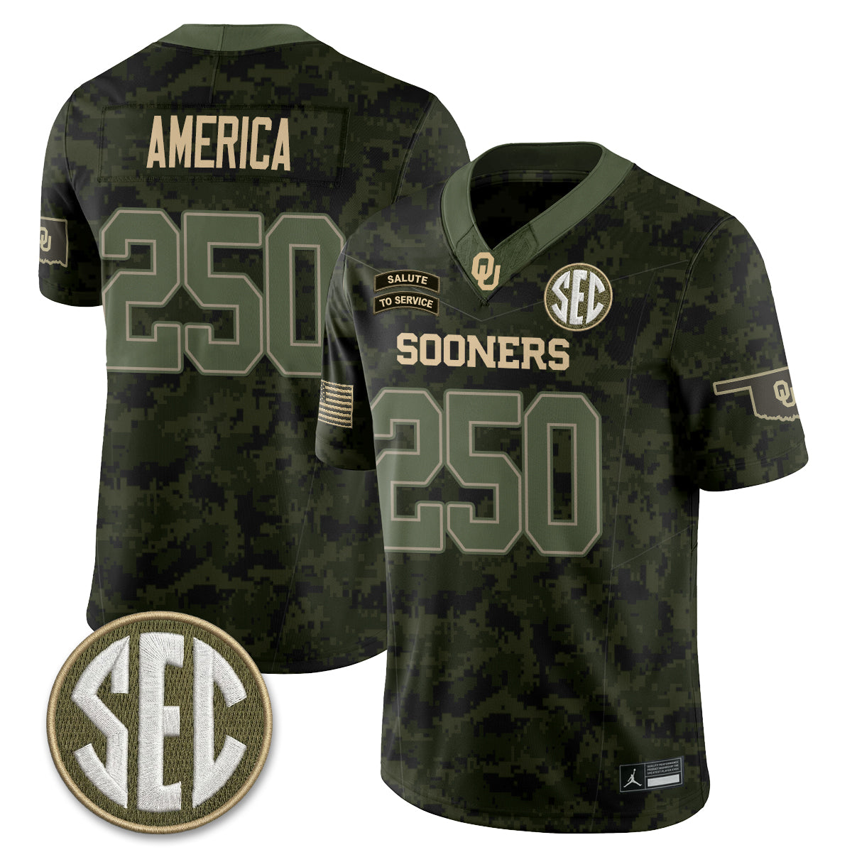 Oklahoma Sooners 2026 Salute to Service Vapor Jersey - Stitched