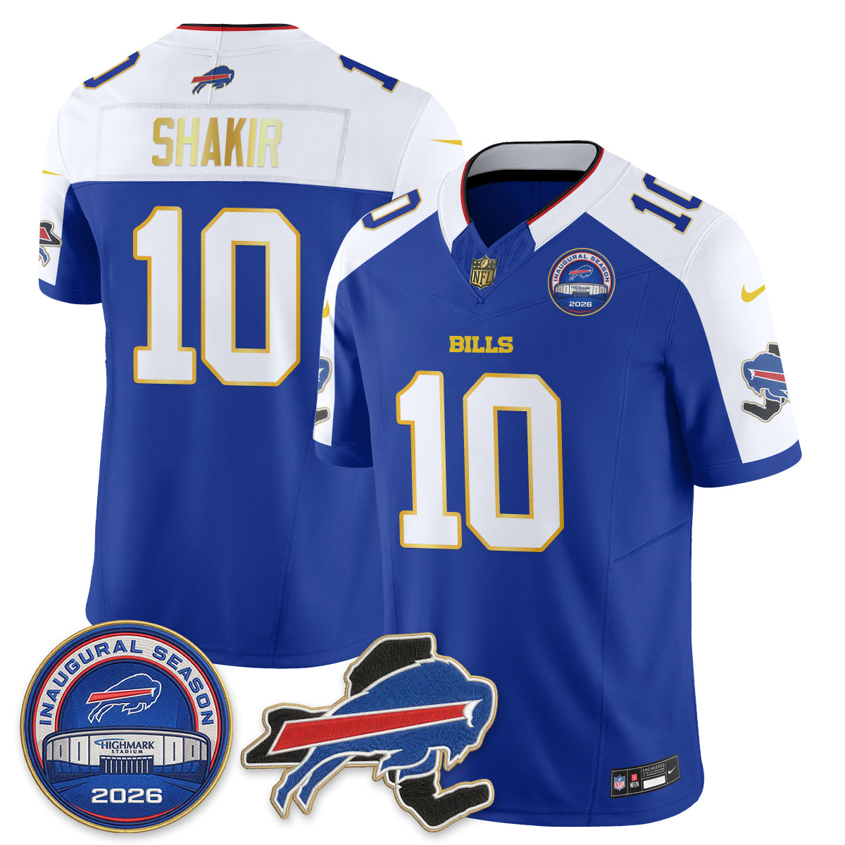 Buffalo Bills 2026 Gold Trim Edition Vapor Jersey - Stitched