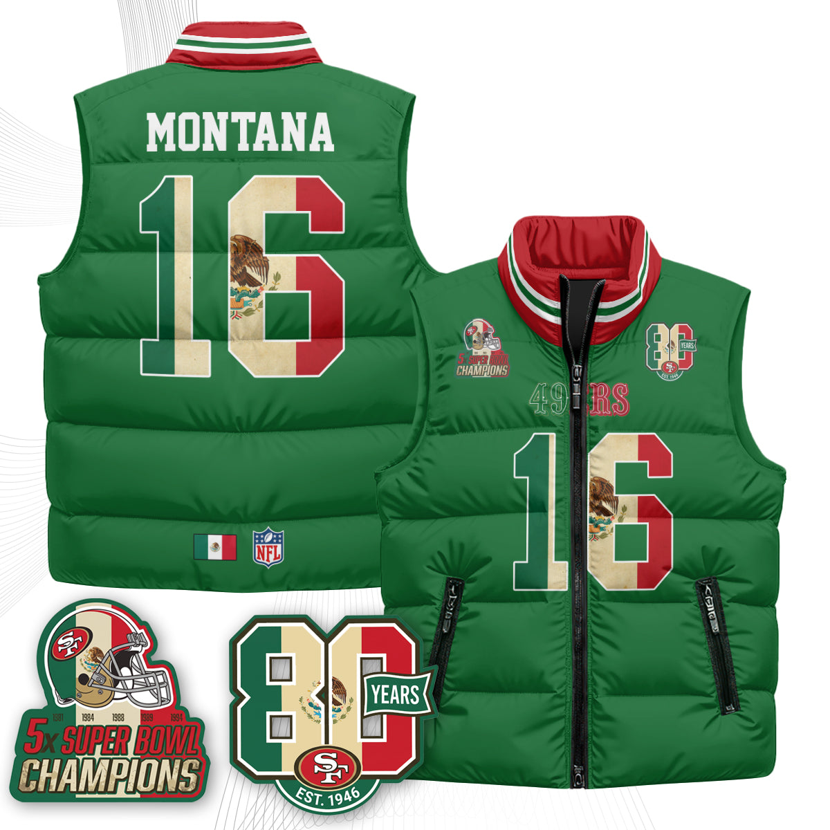SF Mexico Style Puffer Vest - Printed