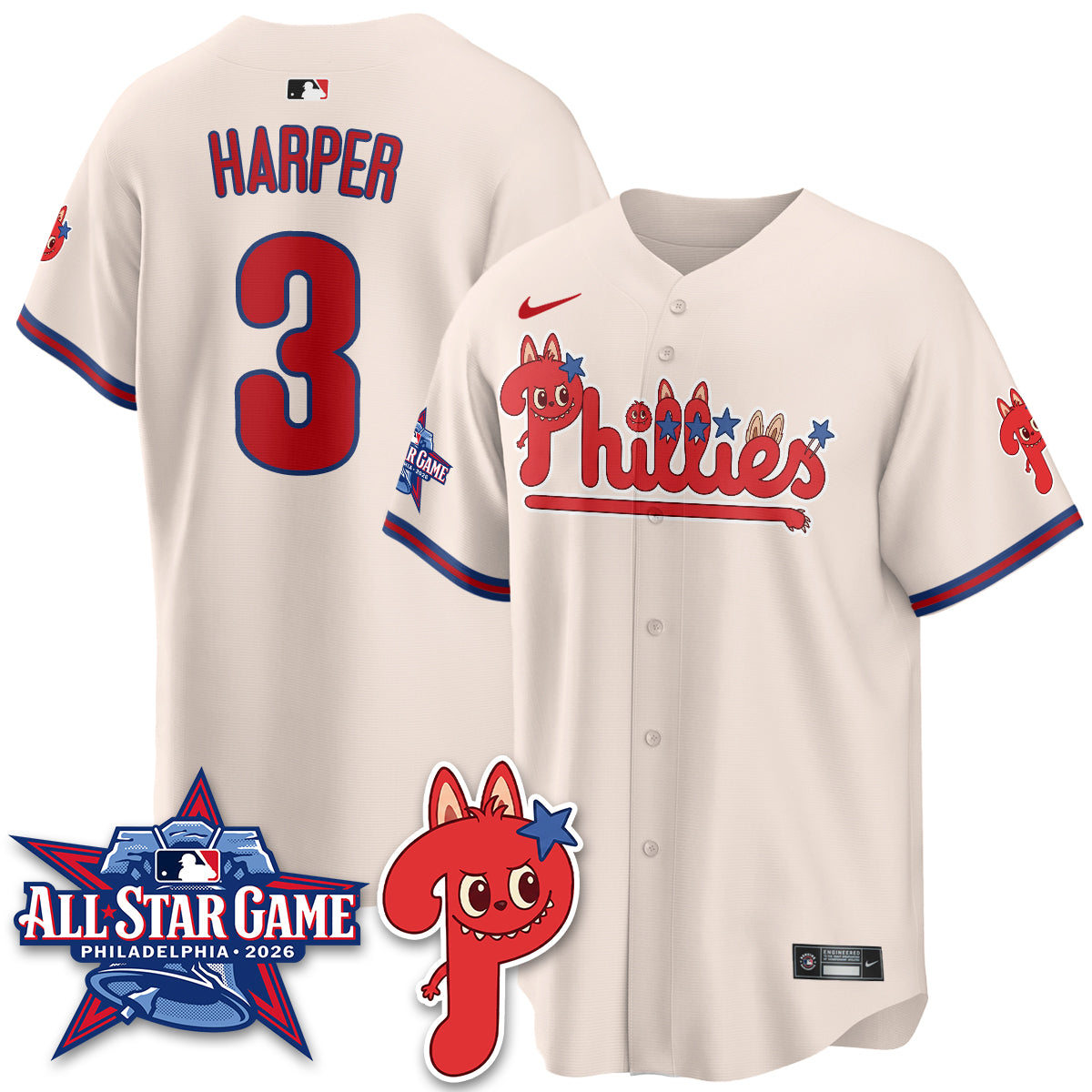 Philadelphia Phillies Fanged Rabbit Doll  Vapor Limited Jersey - Stitched