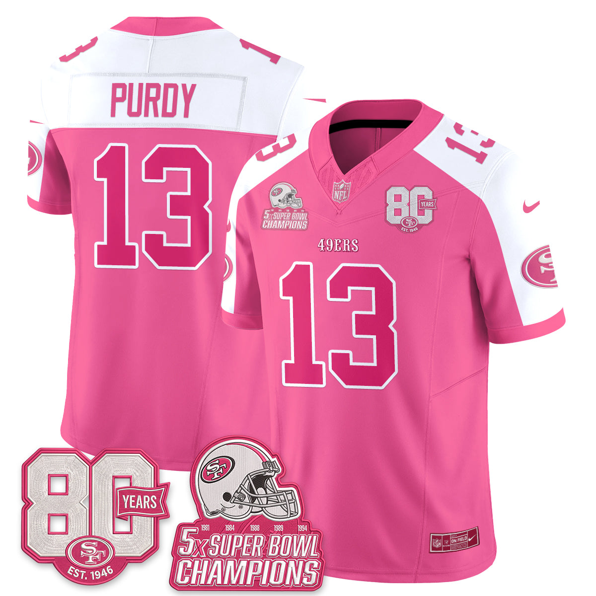 San Francisco 49ers Pink Edition Vapor Jersey - Stitched