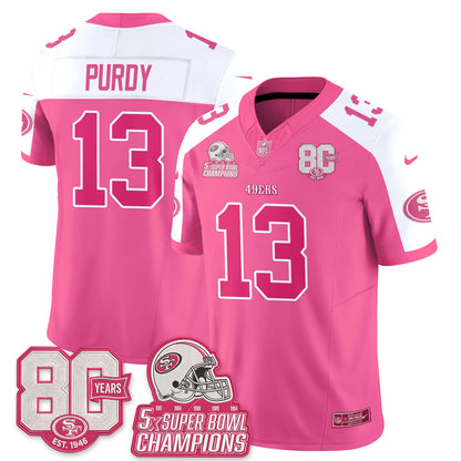 San Francisco 49ers Pink Edition Vapor Jersey - Stitched