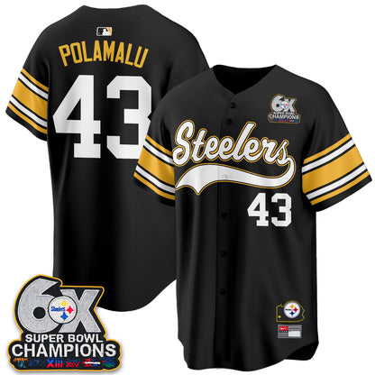 Pittsburgh Steelers 6X Champs Throwback Baseball Vapor Jersey - Stitched
