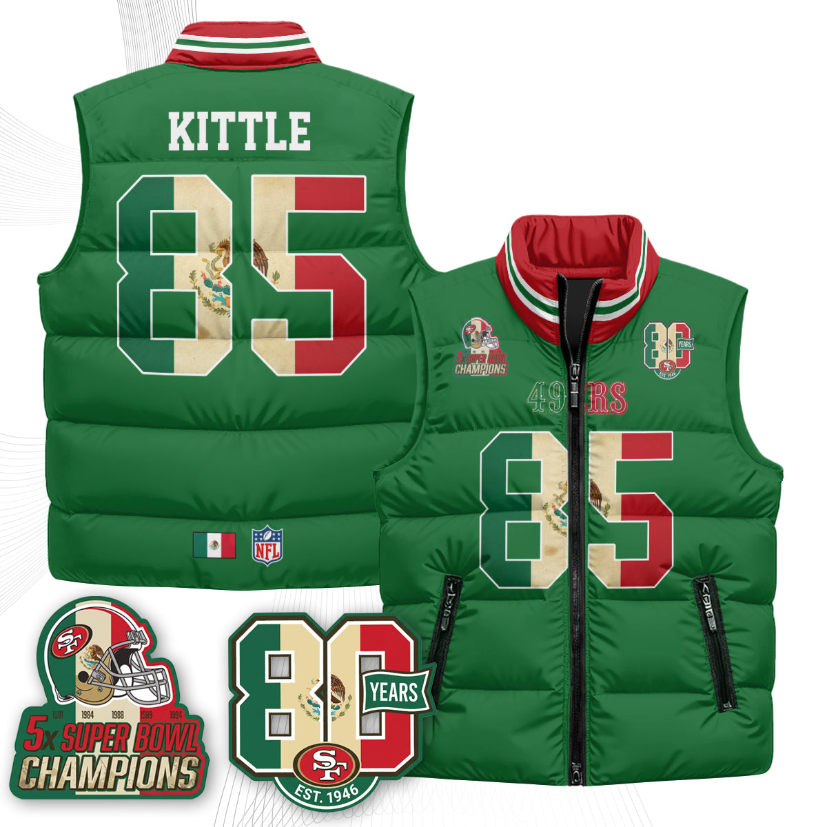 SF Mexico Style Puffer Vest - Printed