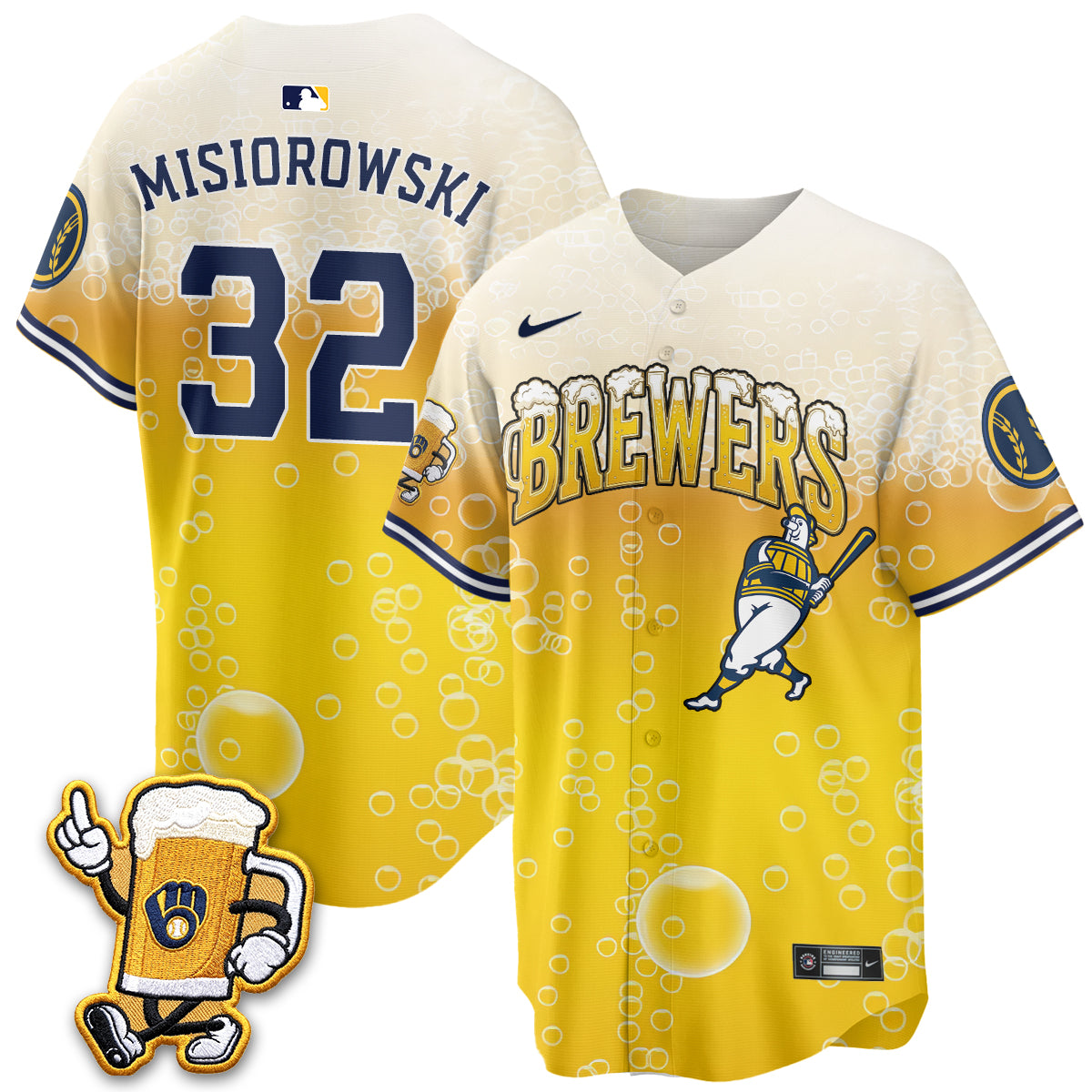 Milwaukee Brewers "Pitcher & Pint" Edition Vapor Jersey V2 - Stitched