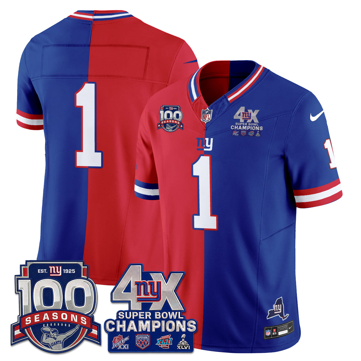 NYG 4X SBowl Split Edition Vapor Jersey - Stitched