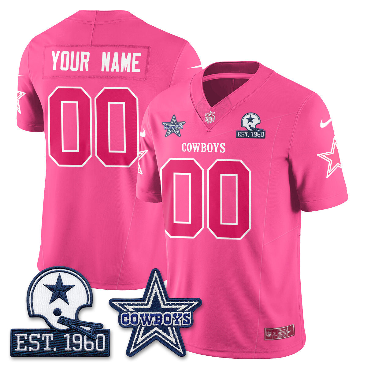 DAL Breast Cancer Awareness Edition Vapor Custom Jersey - Stitched