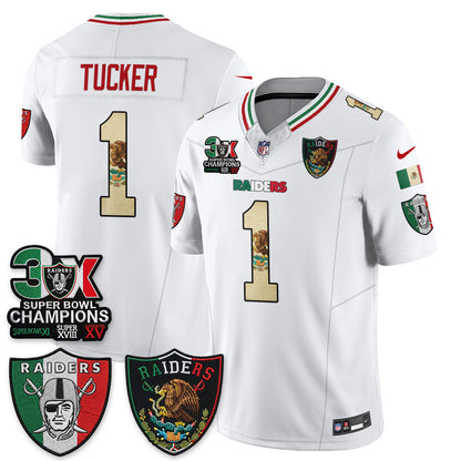 Las Vegas Raiders 3X Champs Mexico Edition Vapor Jersey - Stitched