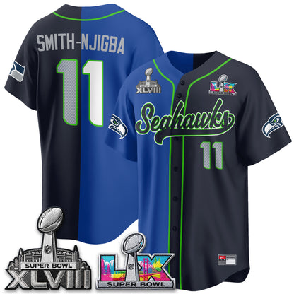 Seattle Seahawks S.Bowl Champs Split Baseball Vapor Jersey V2- Stitched