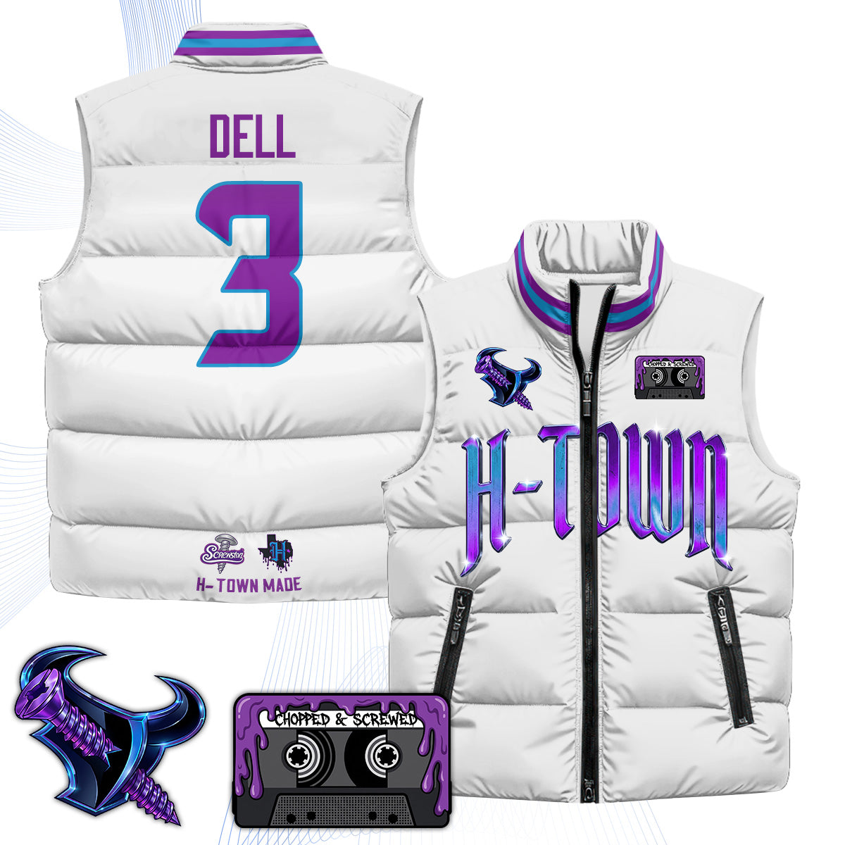 HOU "Screwcity" Puffer Vest - Printed