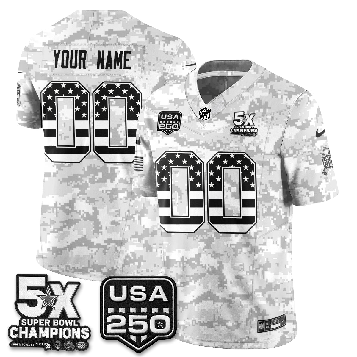 Dallas Cowboys 2026 Salute to Service Edition Vapor Custom Jersey V2- Stitched