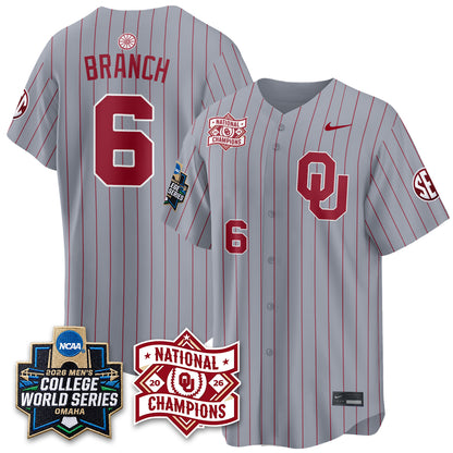 Oklahoma Sooners Nike 2026 NCAA Baseball Men's College World Series Champions Vapor Jersey - Stitched