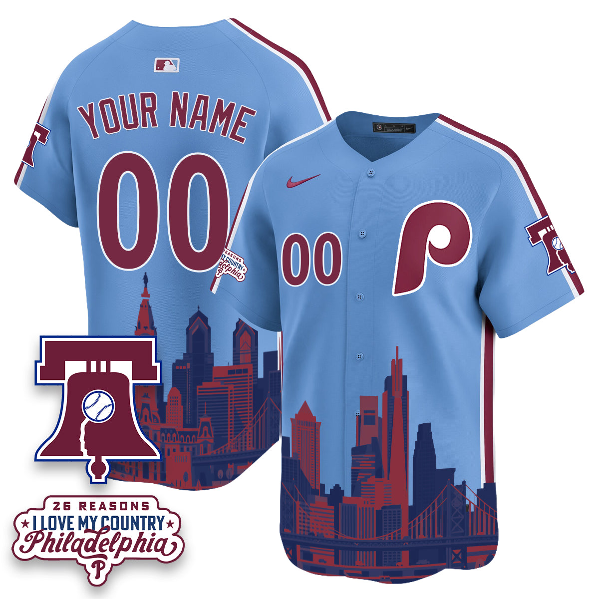 Philadelphia Phillies "26 Reasons I Love My Country" Edition Vapor Custom Jersey - Stitched