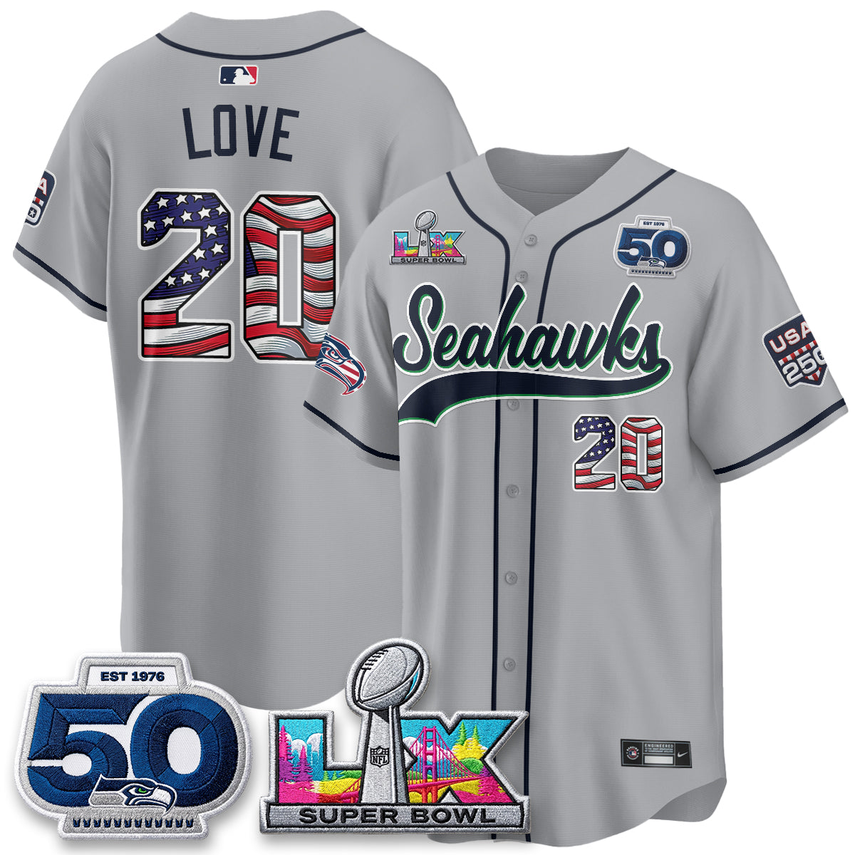 SEA SB LX Champs America Edition Vapor Baseball Jersey - Stitch