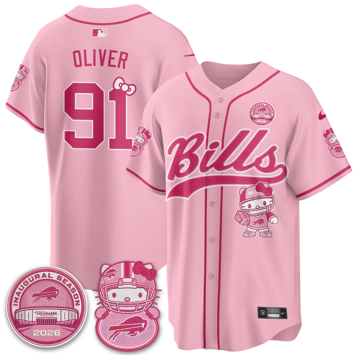 Buffalo Bills x Meow  Vapor Baseball Jersey - Stitched