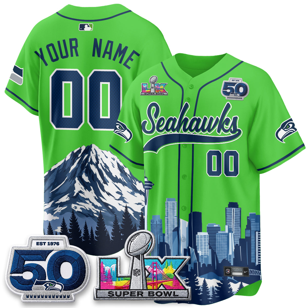 Seattle Seahawks City Edition Vapor Baseball Custom Jersey - Stitch