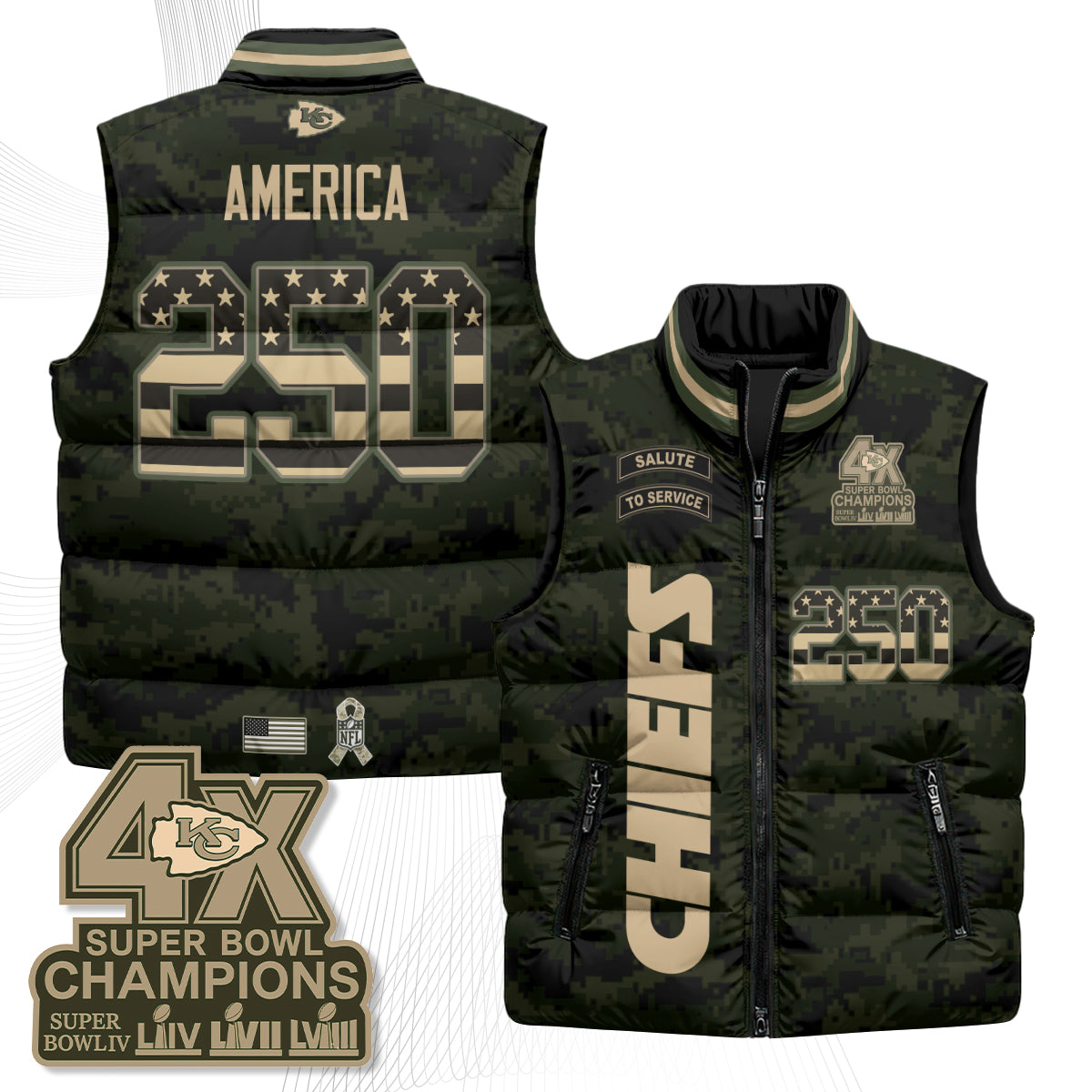 KC 2026 Salute to Service Puffer Vest - Printed