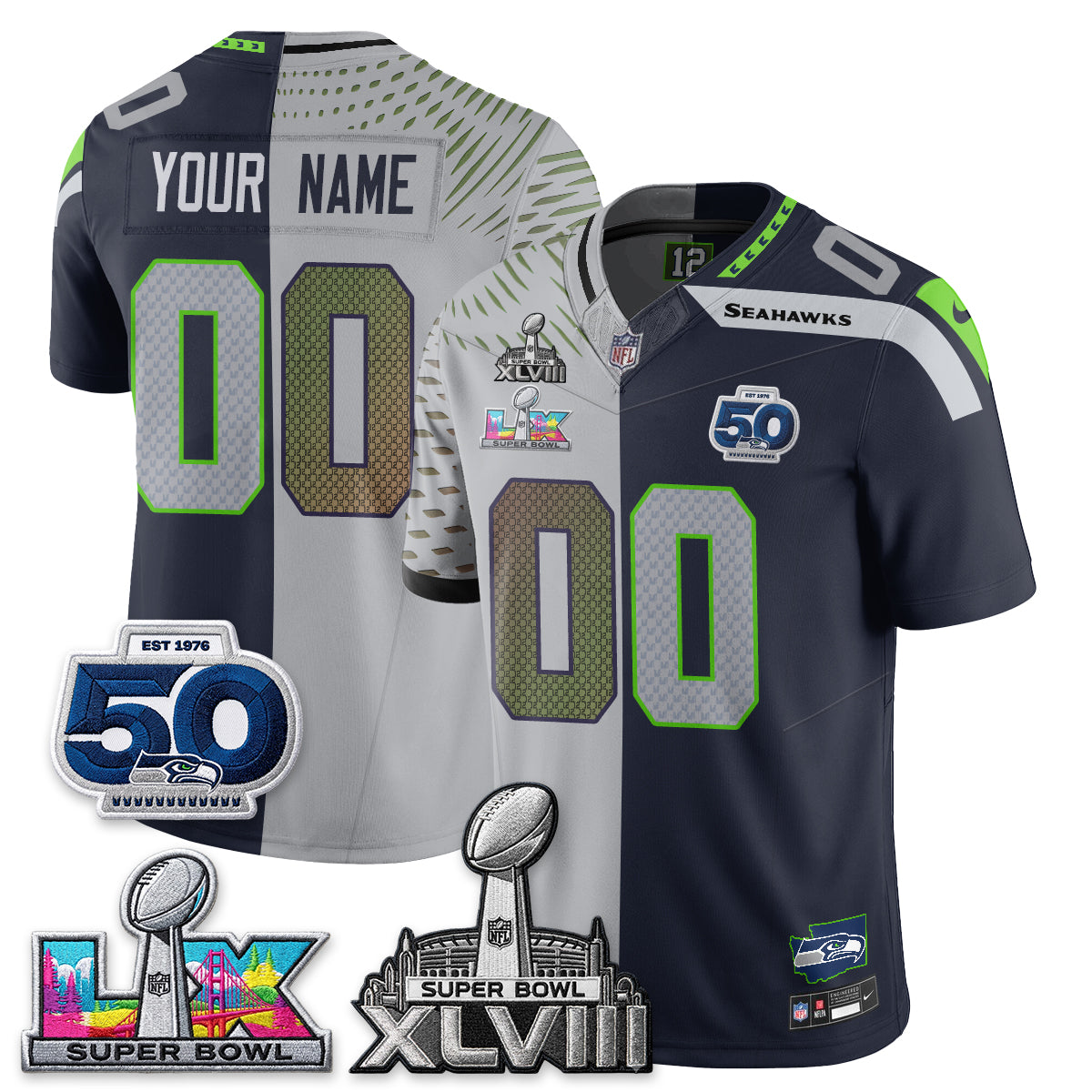 SEA SB LX Champs Split Edition Vapor Custom Jersey - Stitch