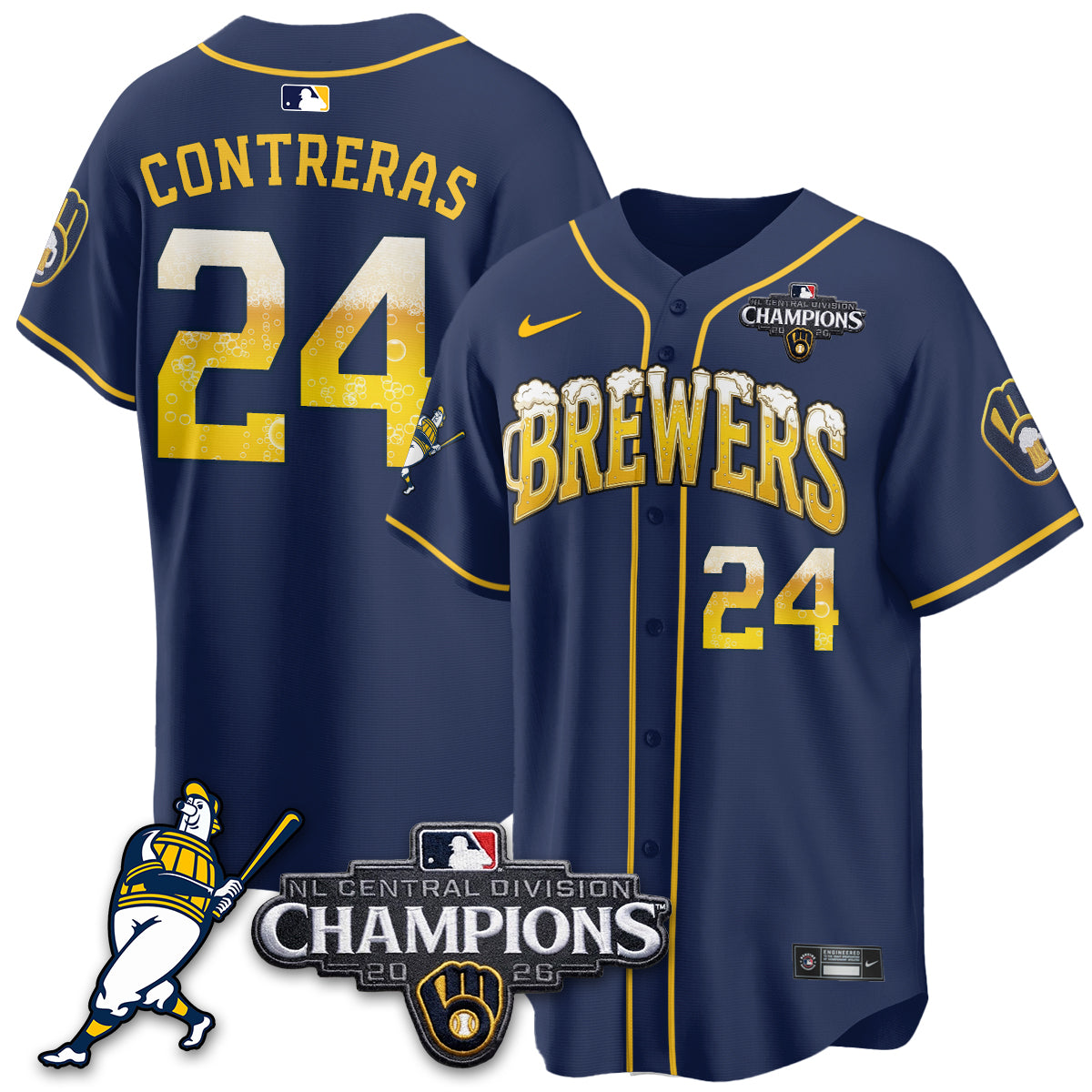 Milwaukee Brewers 2026 NL Division Champs Vapor Jersey V2- Stitched