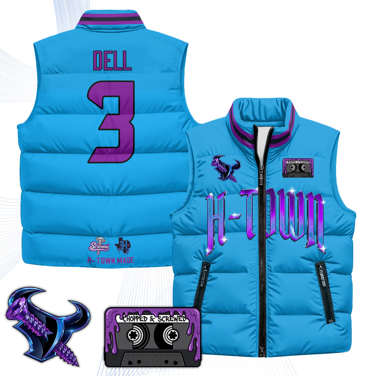 HOU "Screwcity" Puffer Vest - Printed
