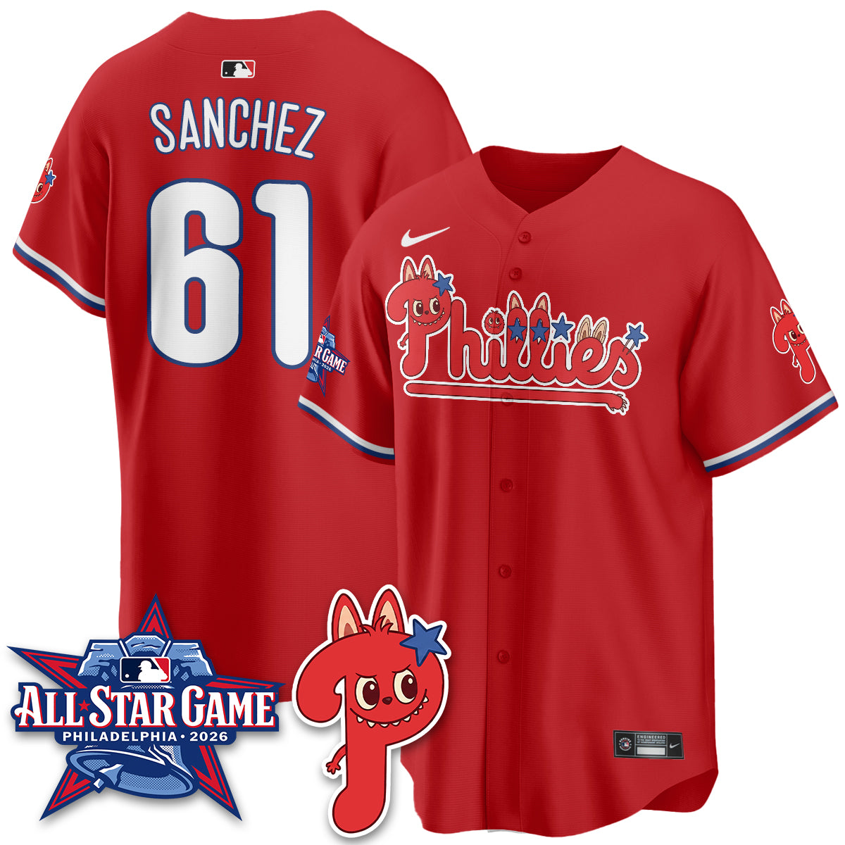 Philadelphia Phillies Fanged Rabbit Doll  Vapor Limited Jersey - Stitched