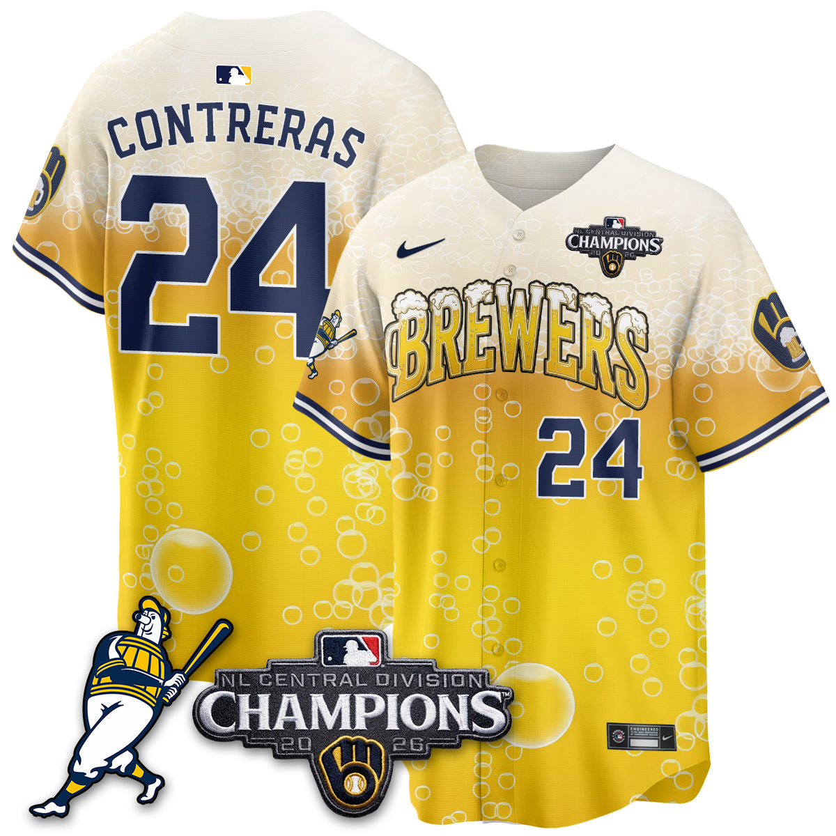 Milwaukee Brewers 2026 NL Division Champs Vapor Jersey V2- Stitched