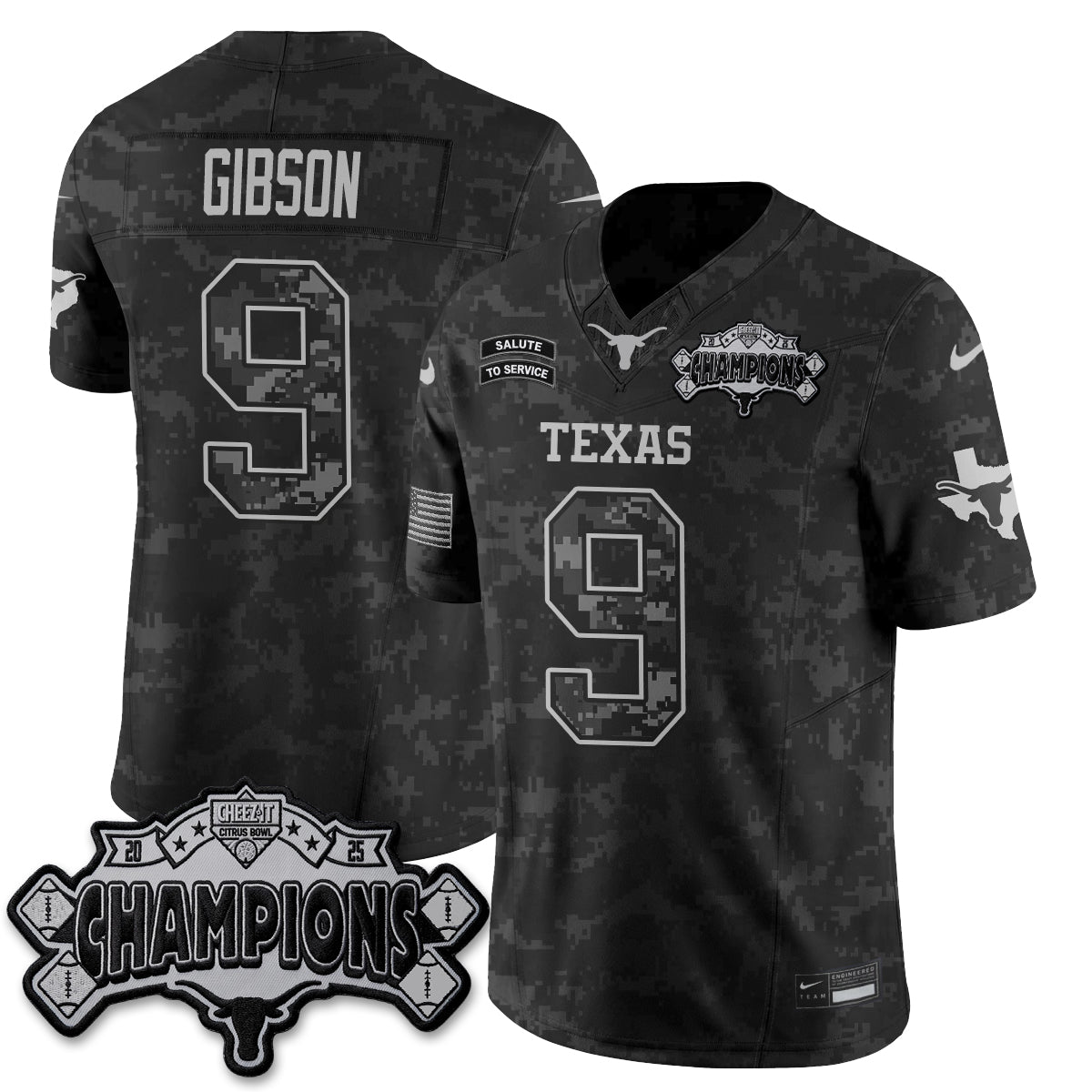 Texas Longhorns 2026 Salute to Service Vapor Jersey - Stitched