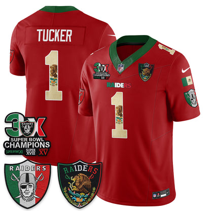 Las Vegas Raiders 3X Champs Mexico Edition Vapor Jersey - Stitched