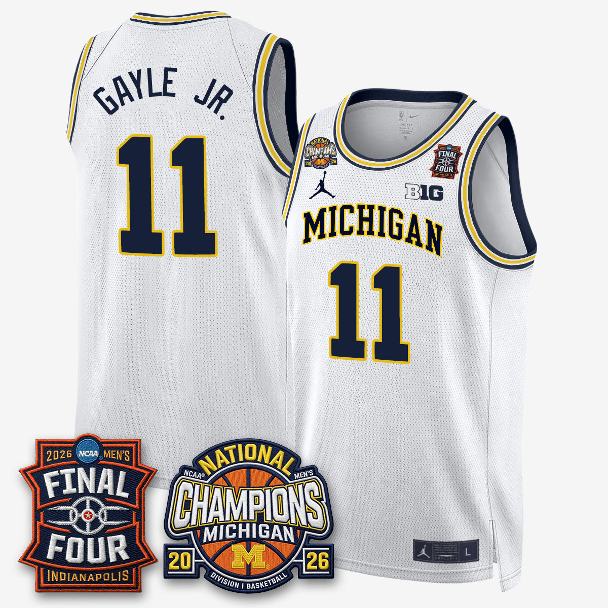 MICH Basketball National Champions Big Text Limited Vapor Jersey - All Stitched