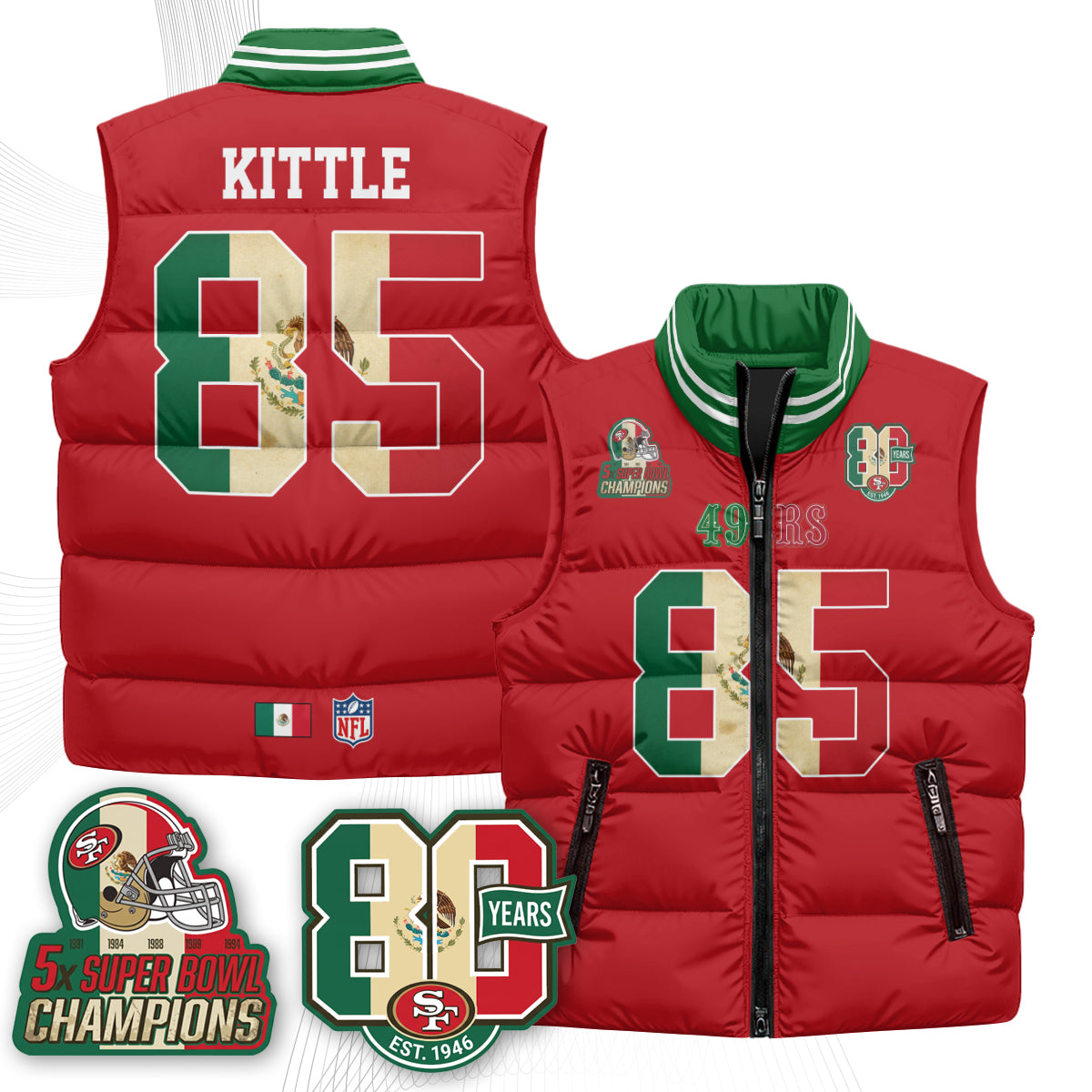 SF Mexico Style Puffer Vest - Printed
