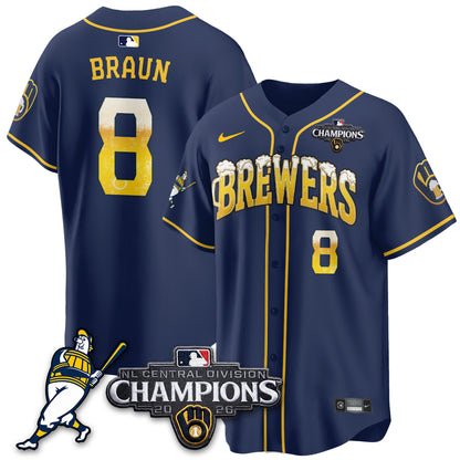 Milwaukee Brewers 2026 NL Division Champs Vapor Jersey V2- Stitched