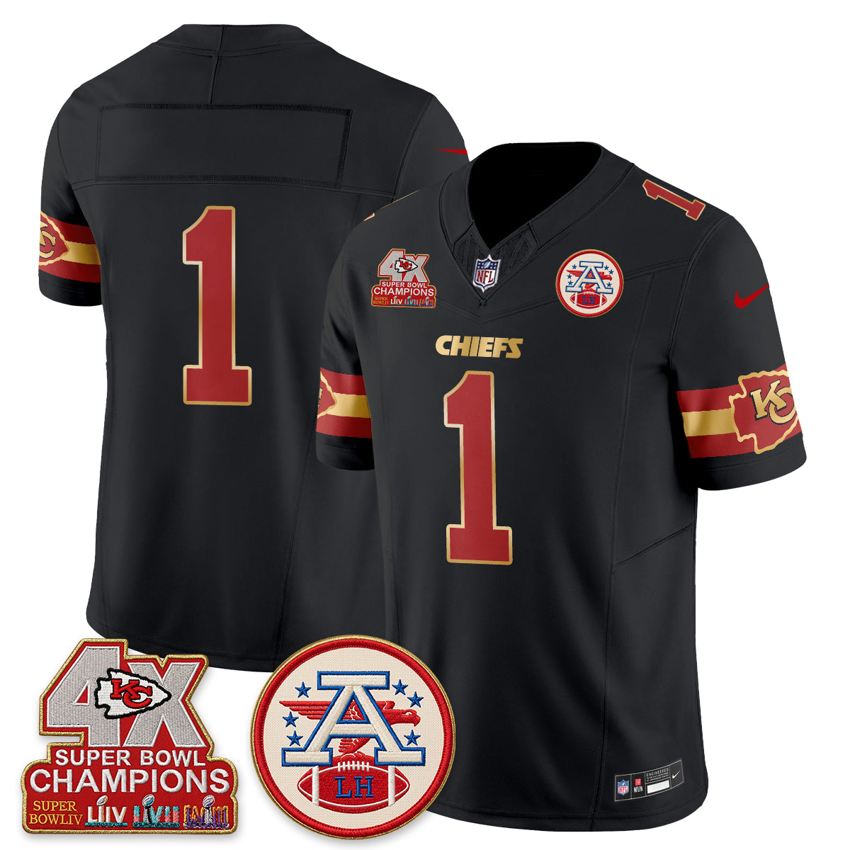 KC 4X Champs Gold Edition Vapor Jersey - Stitched