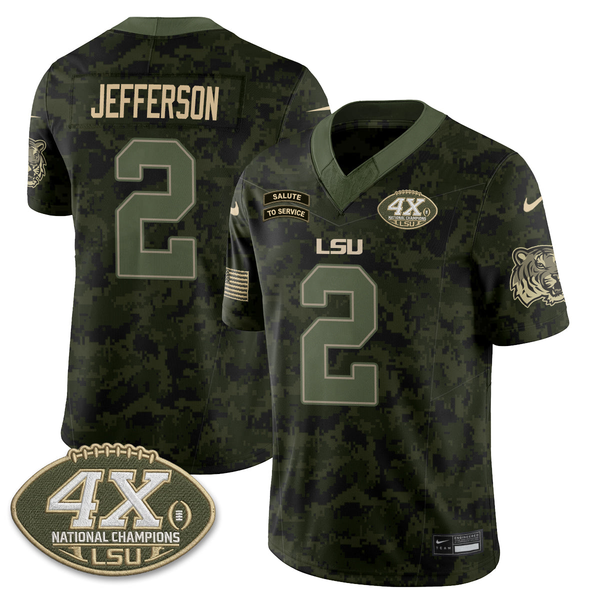 LSU Tigers 2026 Salute to Service Vapor Jersey - Stitched