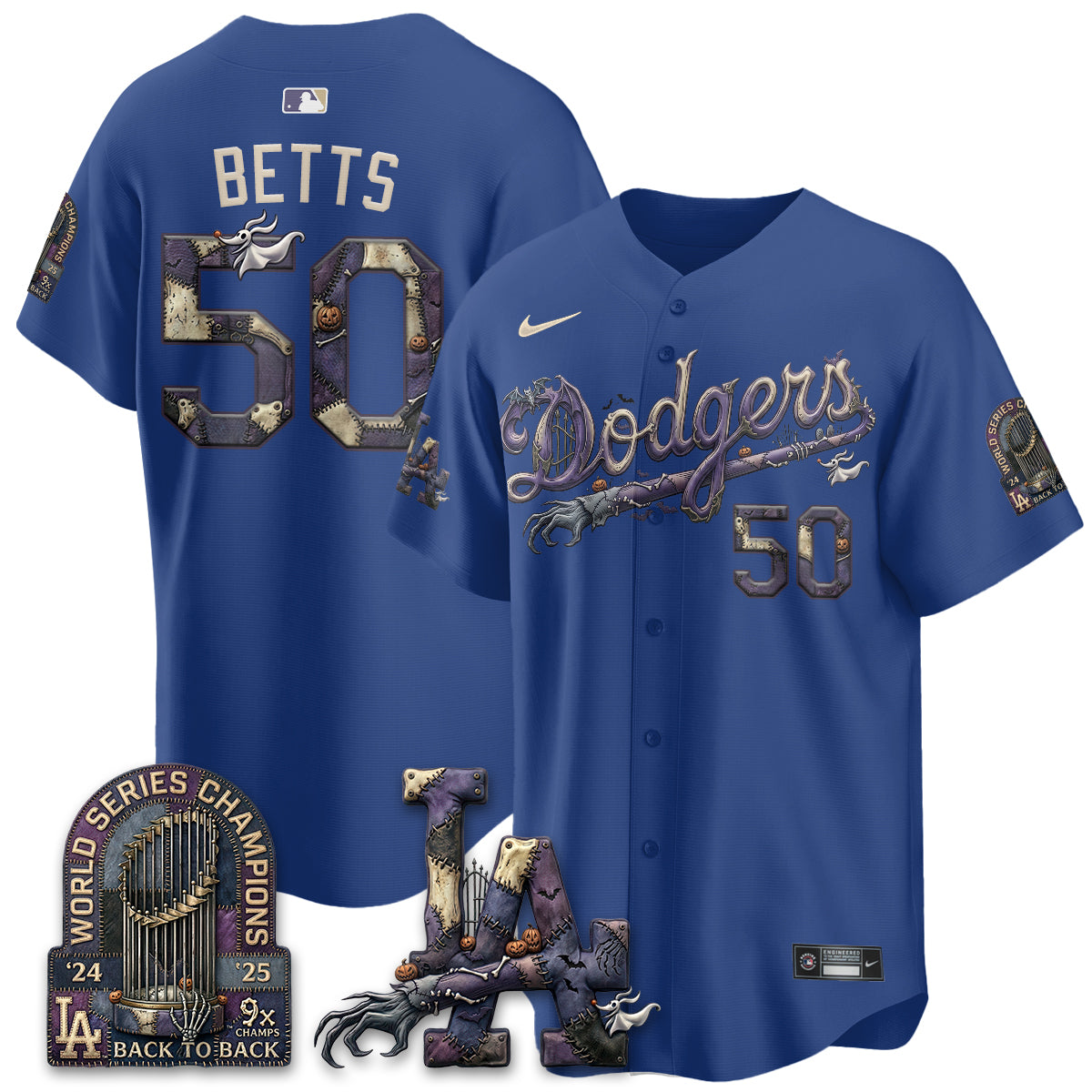 Los Angeles Dodgers Nightmare Edition Vapor Jersey - Printed