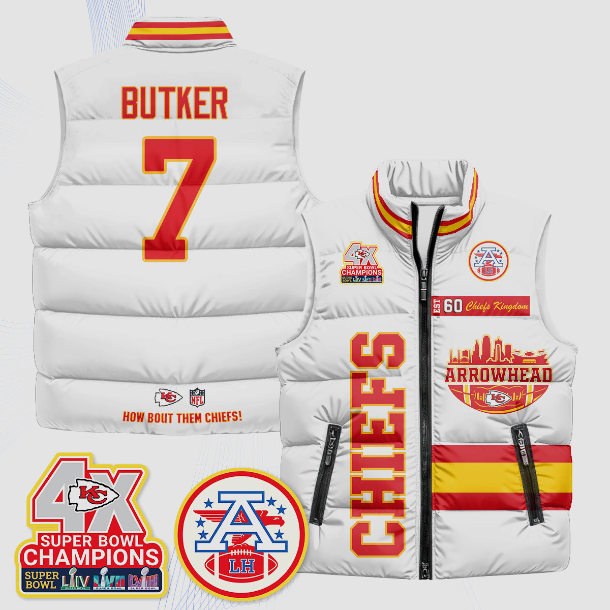 KC Arrowhead Puffer Vest - Printed