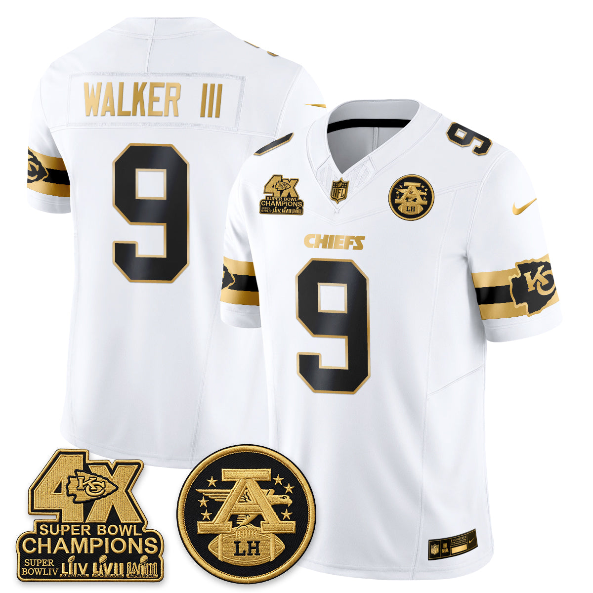 KC 4X Champs Gold Edition Vapor Jersey - Stitched
