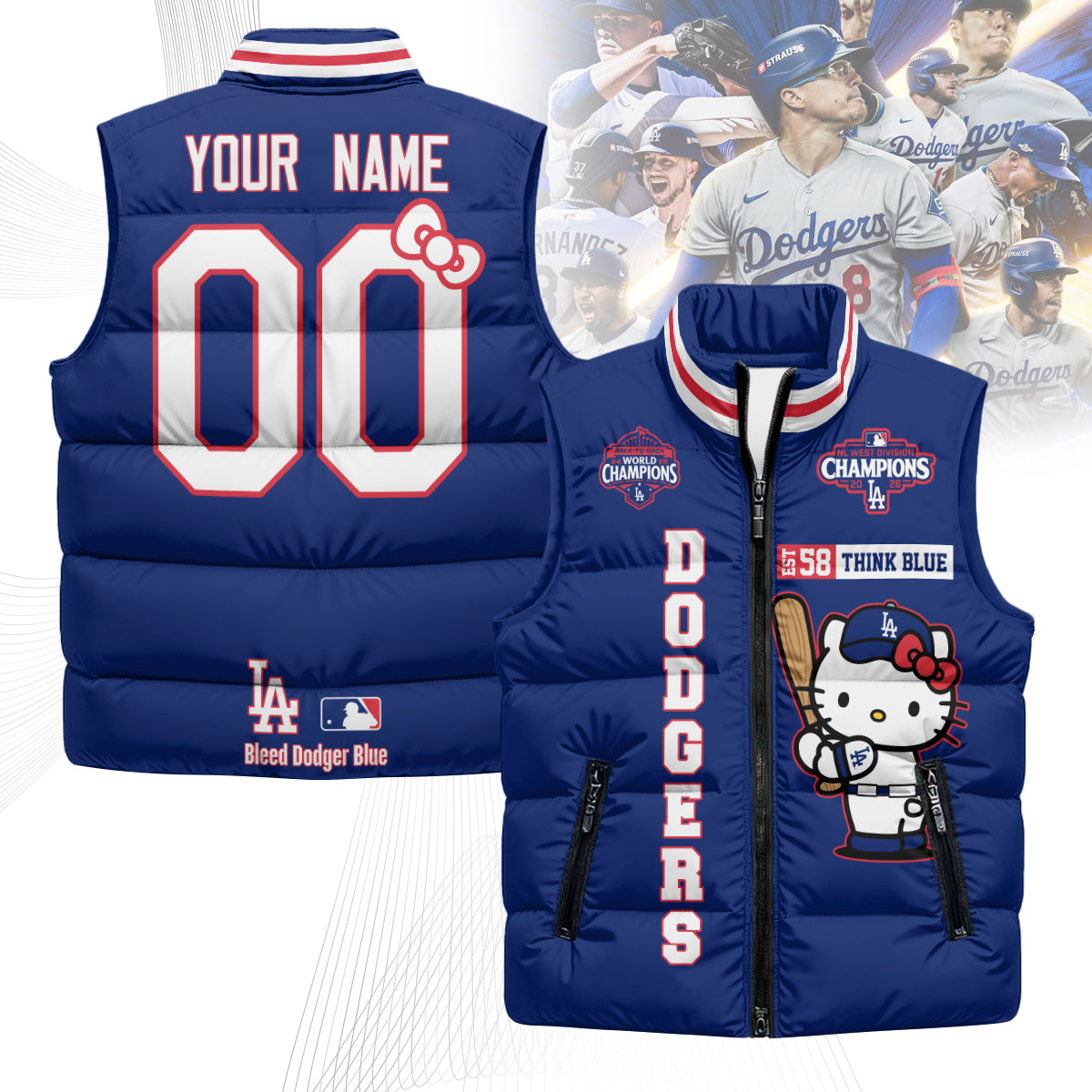 LAD x Meow KT Custom Puffer Vest - Printed