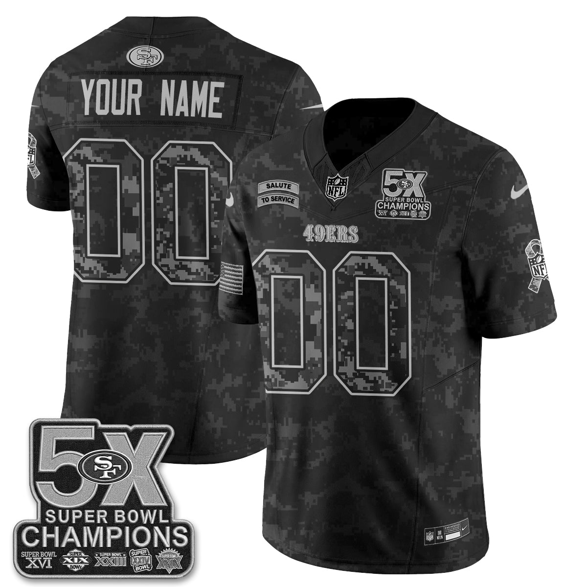 San Francisco 49ers 2026 Salute to Service V2 Vapor Custom Jersey - Stitched