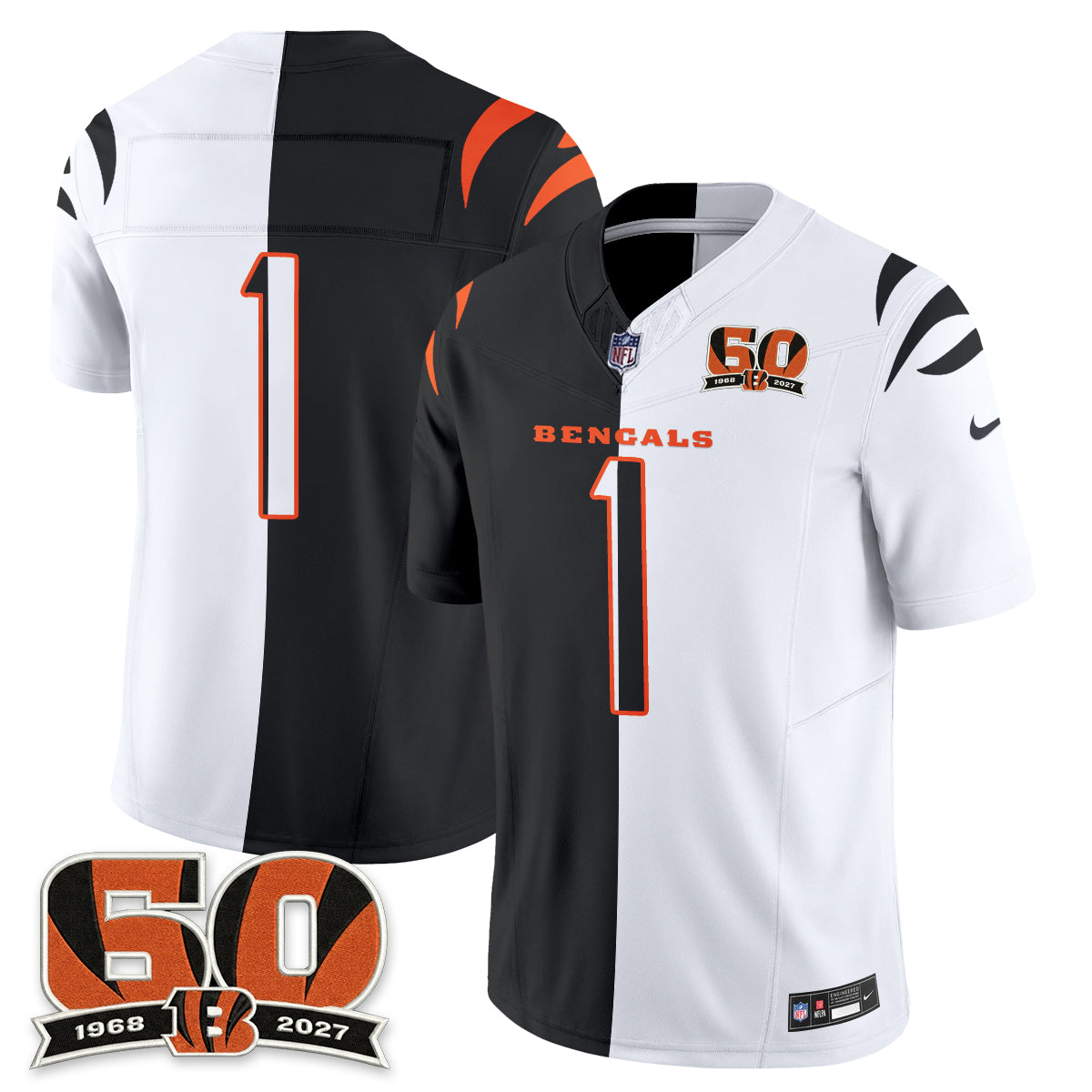 Cincinnati Bengals Split Edition Vapor Jersey - Stitched