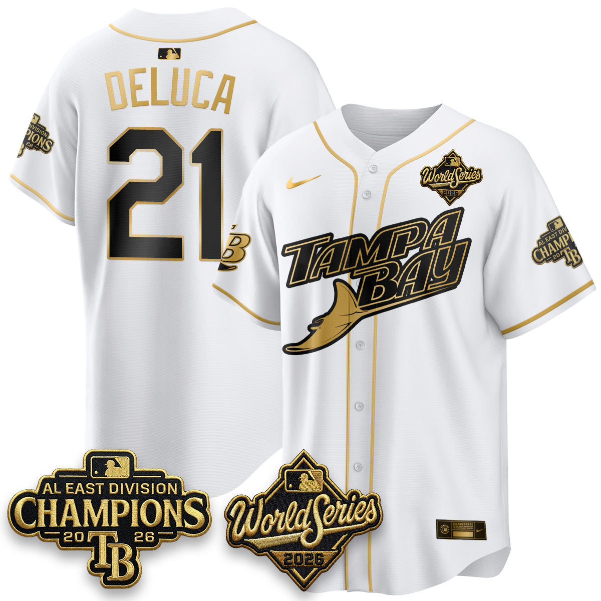 TB 2026 AL Champions Gold Edition Vapor Jersey - Stitched