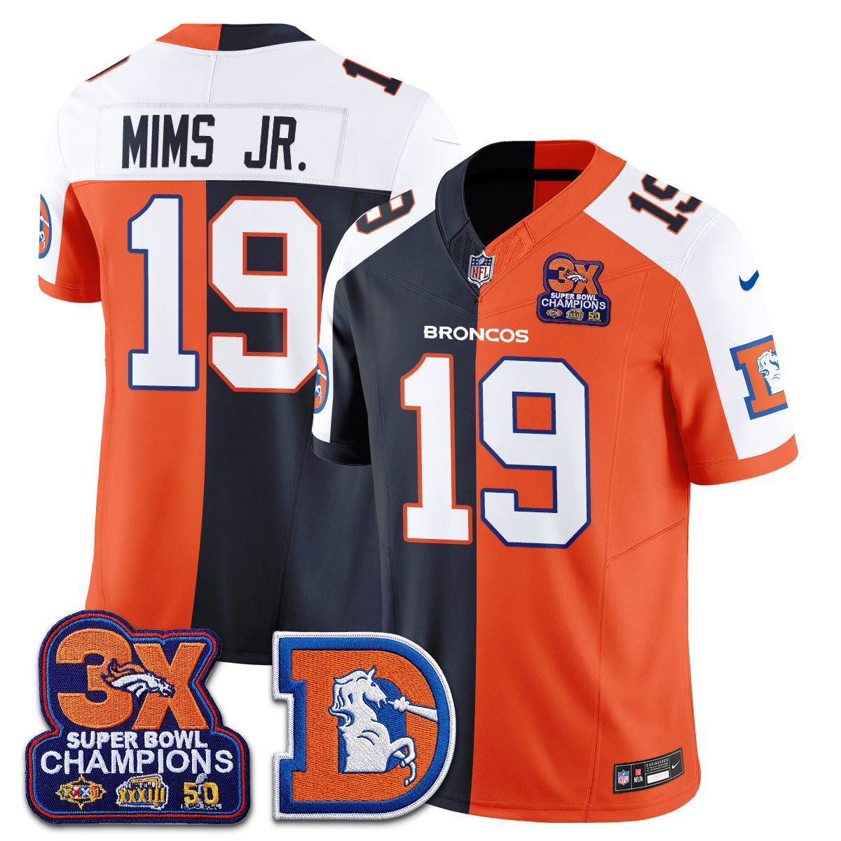 Denver Broncos Throwback Split Vapor Jersey - Stitched
