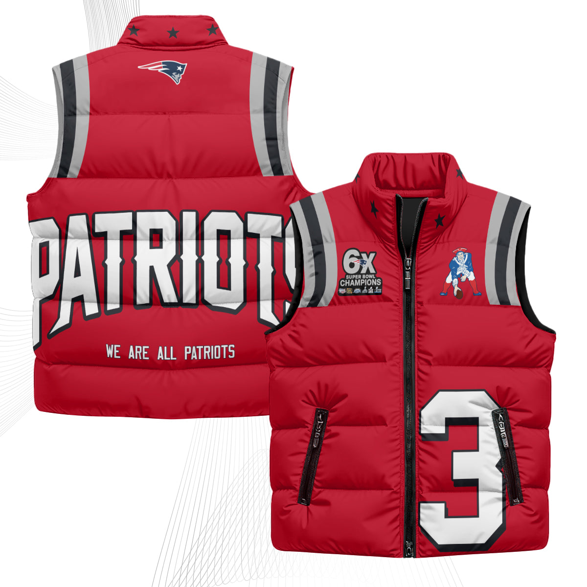 New England Patriots Rivalries Puffer Vest - Printed