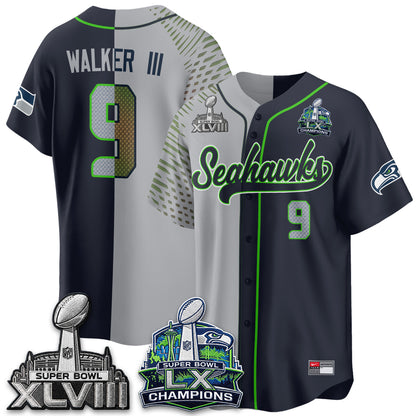 Seattle Seahawks S.Bowl Champs Split Baseball Vapor Jersey V1- Stitched