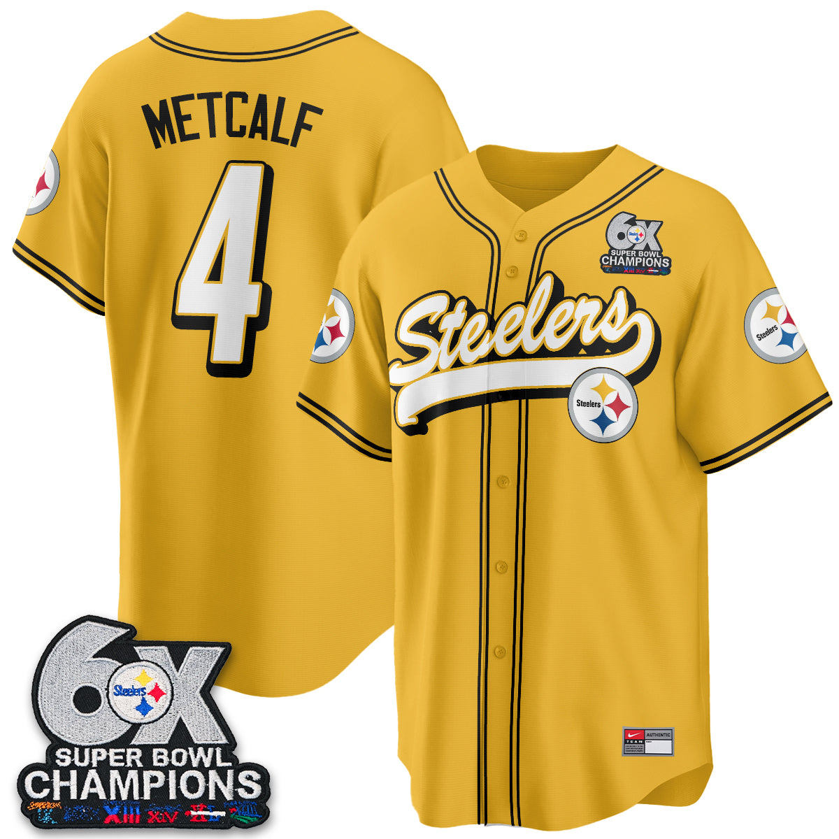 Pittsburgh Steelers 6x SBowl Baseball Vapor Jersey - Stitched