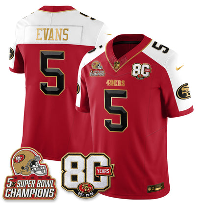 San Francisco 49ers 80 Years & 5X Champs Vapor Jersey - Stitched