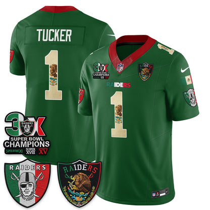 Las Vegas Raiders 3X Champs Mexico Edition Vapor Jersey - Stitched