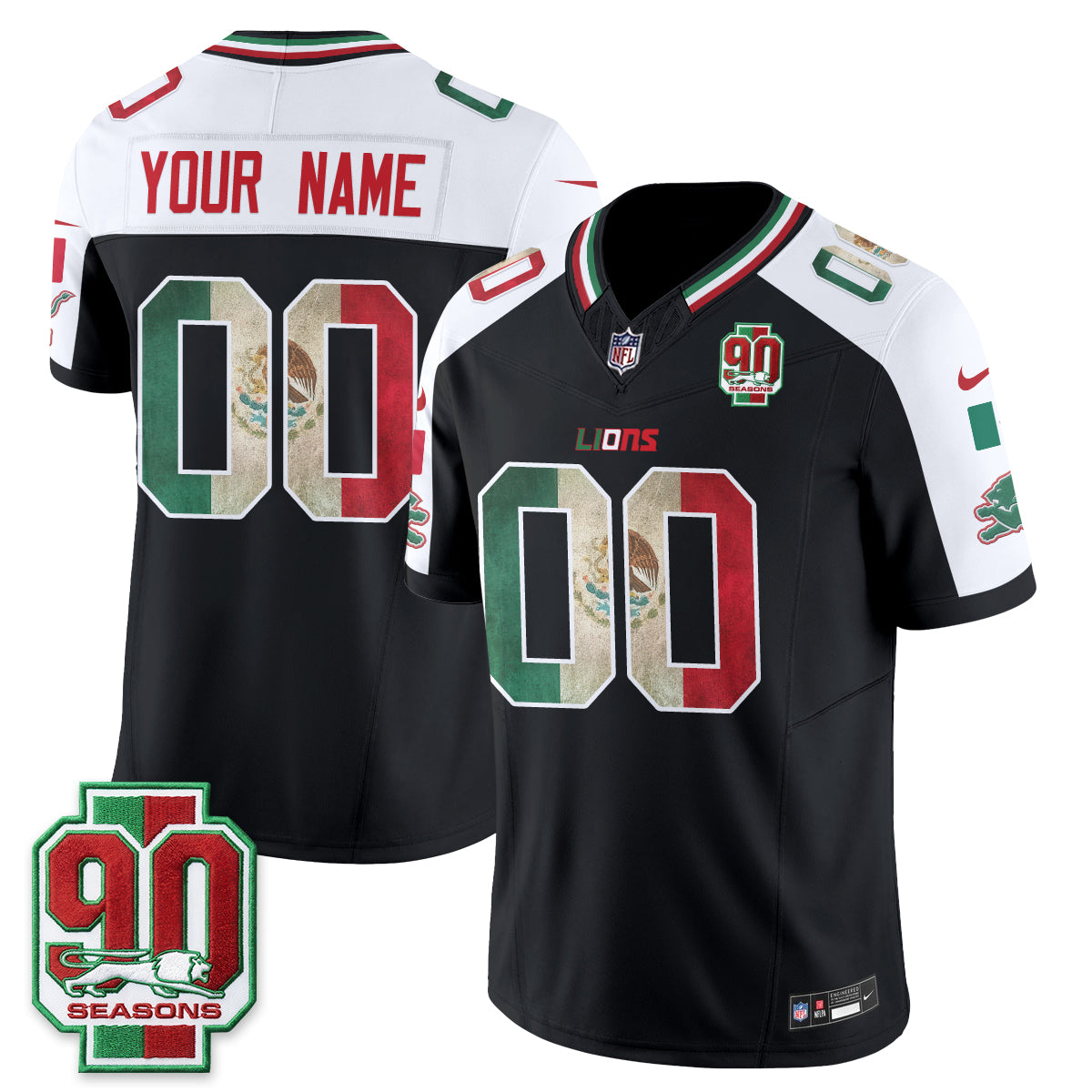 Detroit Lions Mexico Edition Vapor Custom Jersey - Stitched