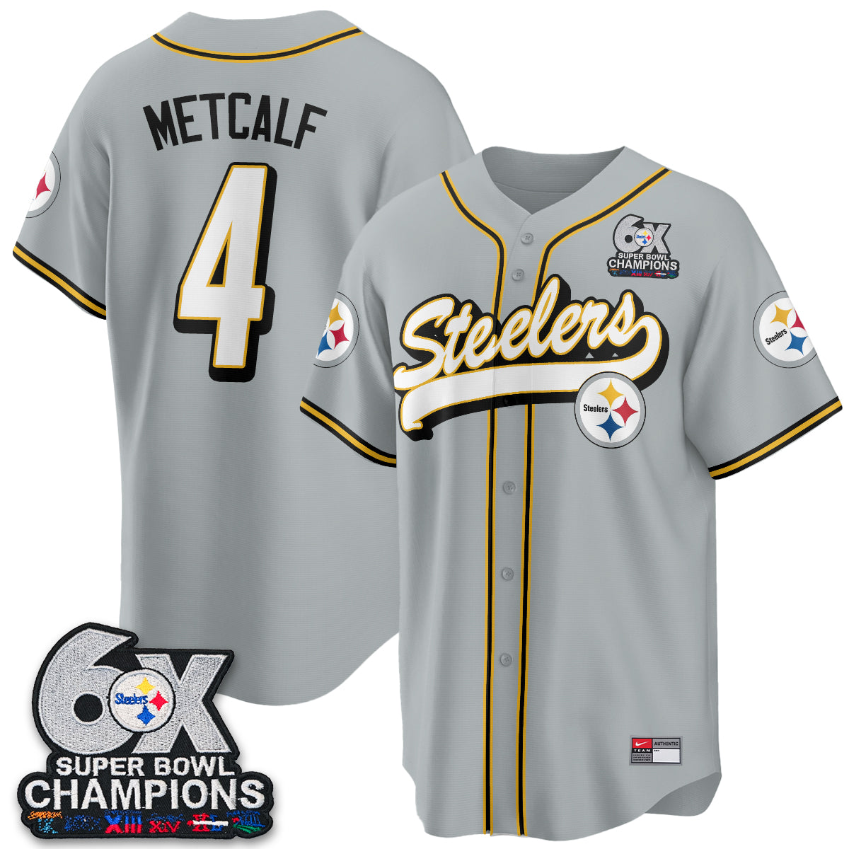 Pittsburgh Steelers 6x SBowl Baseball Vapor Jersey - Stitched