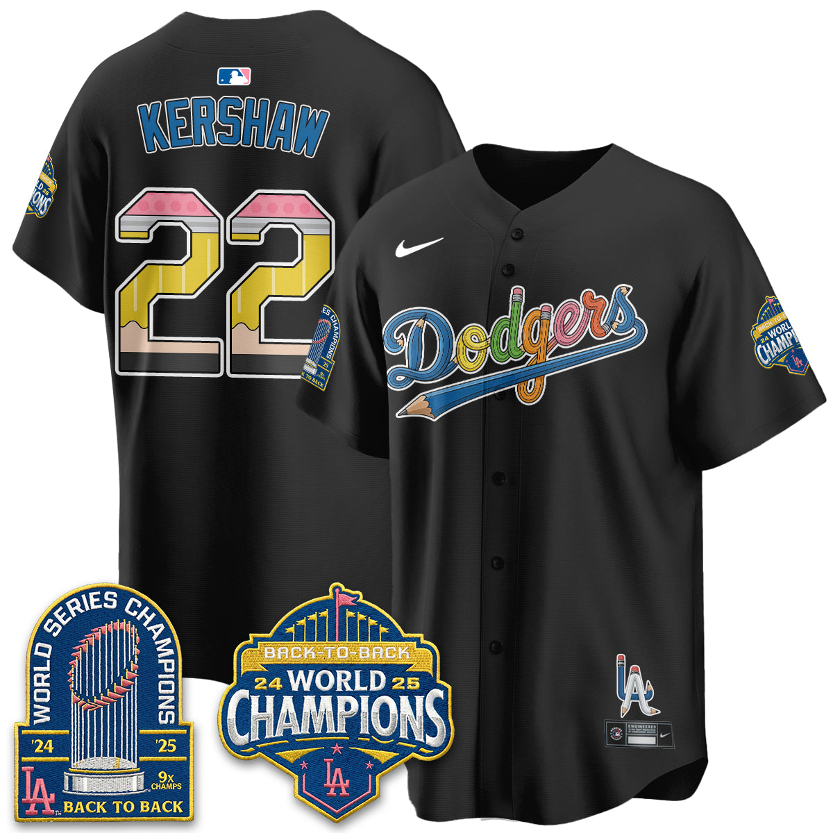 Los Angeles Dodgers x Back to School Style Vapor Jersey - Stitched